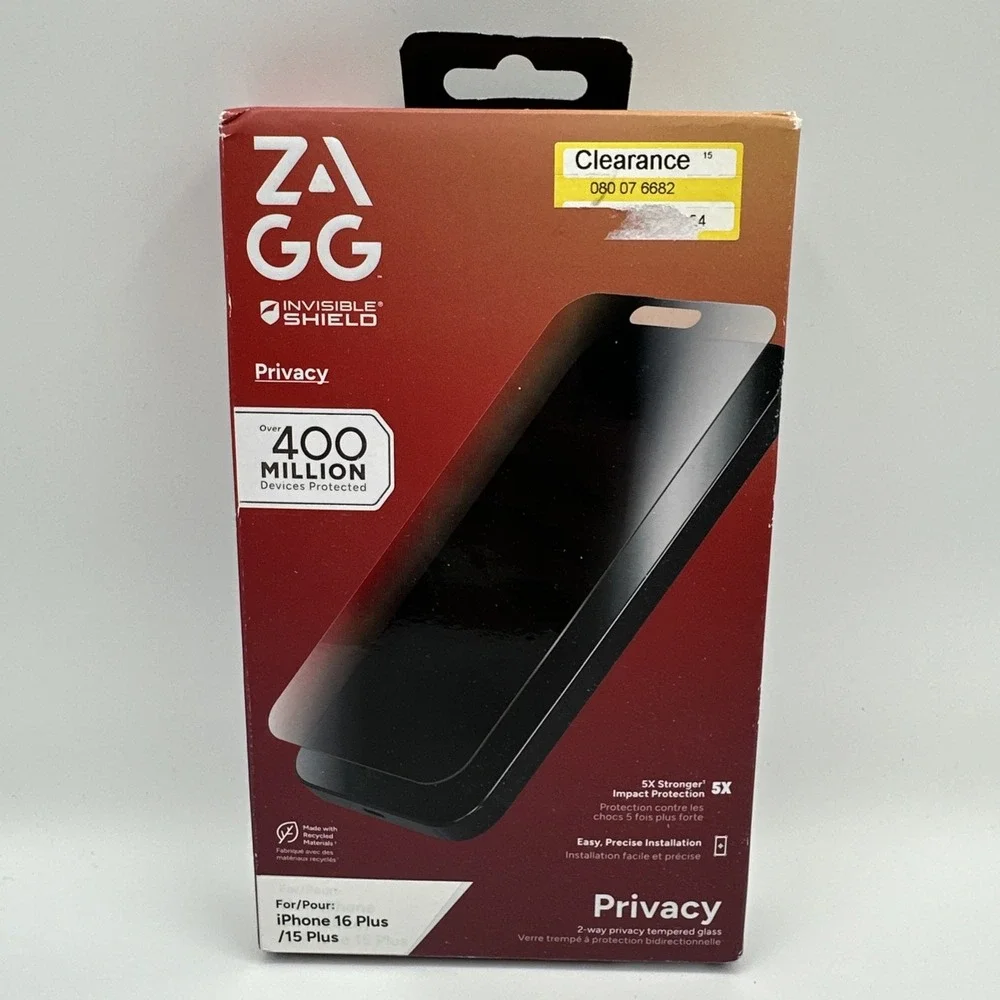 ZAGG InvisibleShield Glass Elite Privacy Screen Protector iPhone‎ 16 & iPhone 15